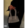 Handmade Iridescent White Crystal Beaded Bag - Elegant Transparent Pearl Beaded Handbag with Handle