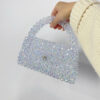 Handmade Iridescent Crystal Beaded Bag - Elegant Transparent Pearl Purse with Handle for Women